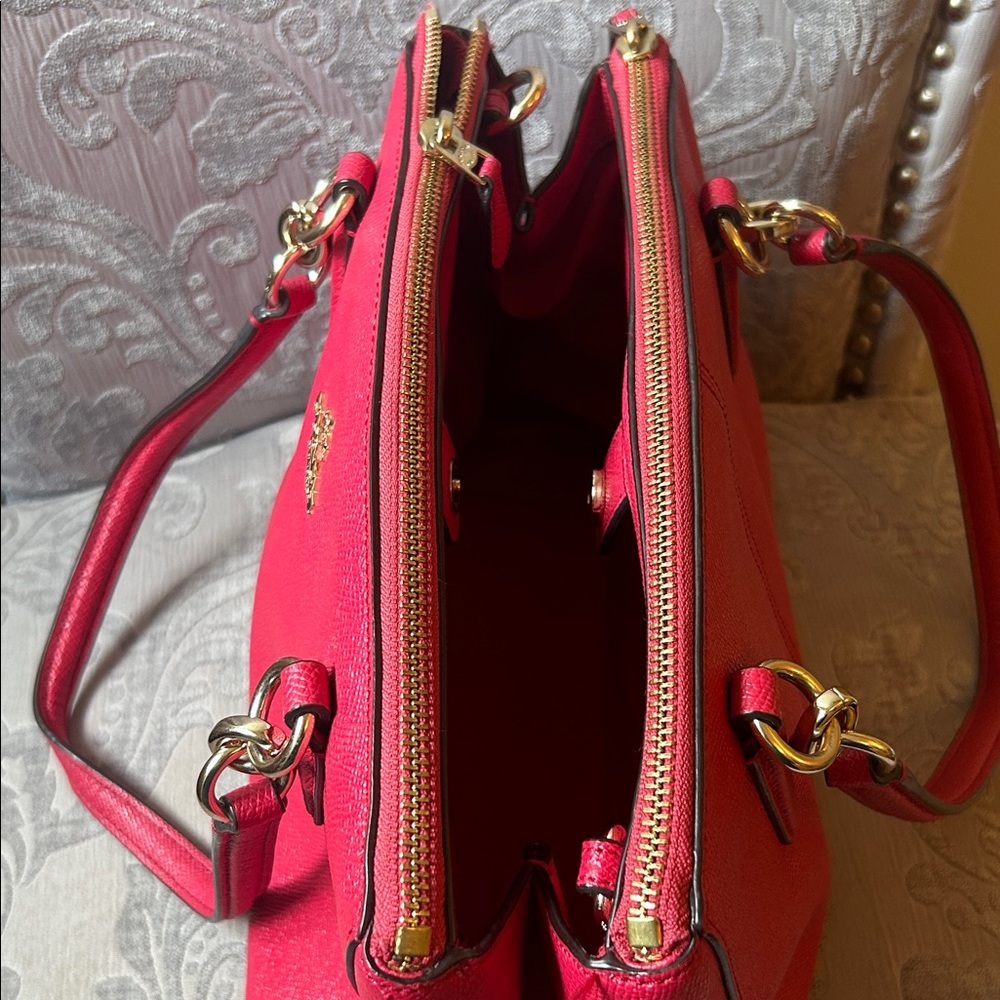 Coach Cherry Red Leather Satchel - Picture 7 of 8